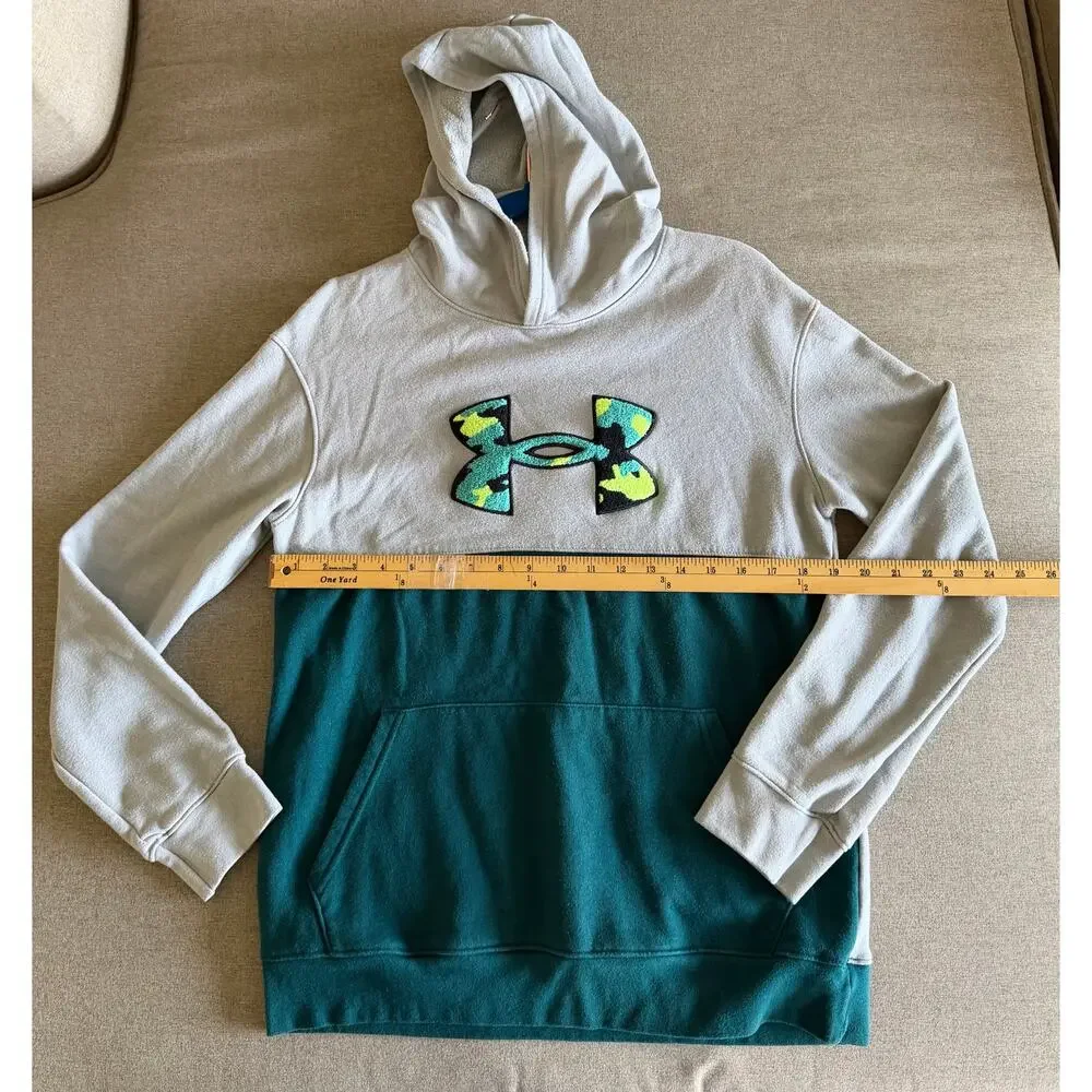 Under Armour Youth XL ColdGear Hoodie - Two-Tone Gray & Teal - Camo Big Logo